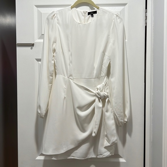 White Long Sleeve Tie-Front Lulus Dress Size Small - Picture 1 of 2